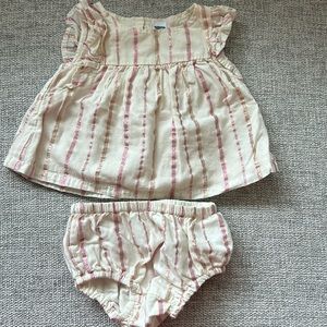 Old Navy striped dress and diaper cover. Size 3-6 months
